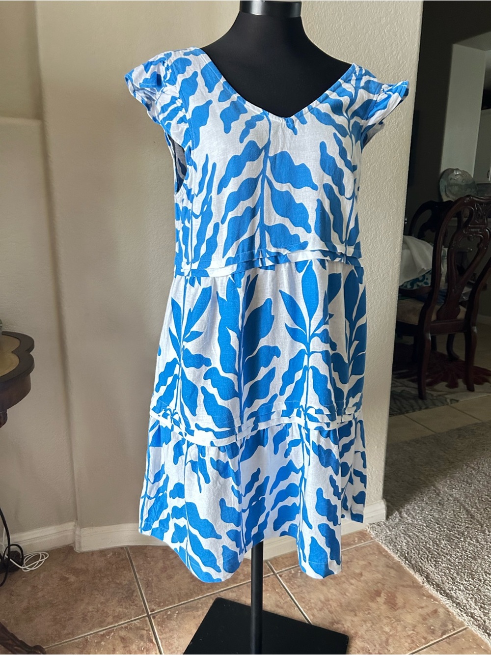 Rachel Zoe Blue & White Floral Tiered Mini Dress. Size M. NwtgS.